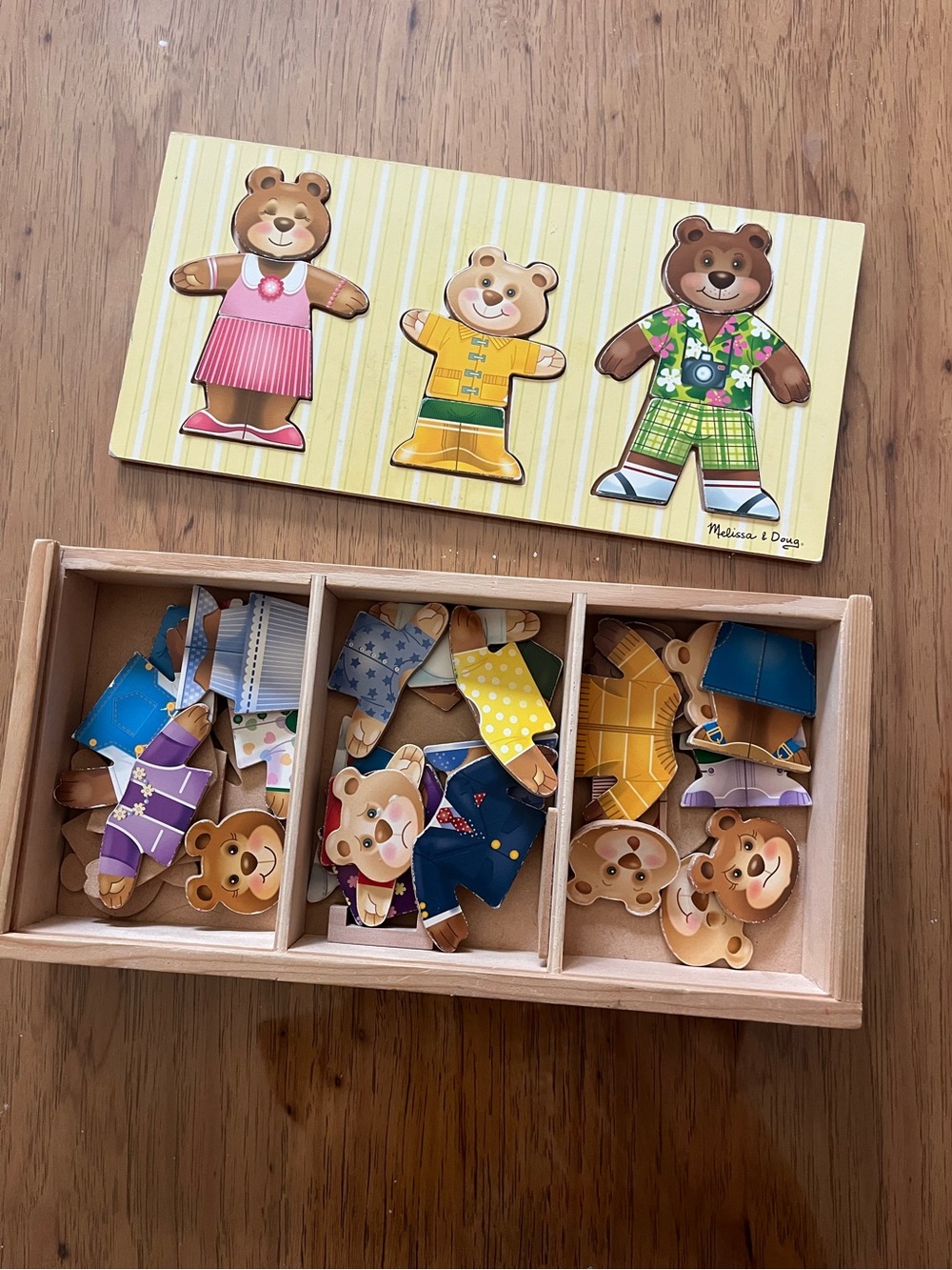 Melissa & Doug Bear Family Dress-Up Puzzle - Wooden Mix-and-Match Playset